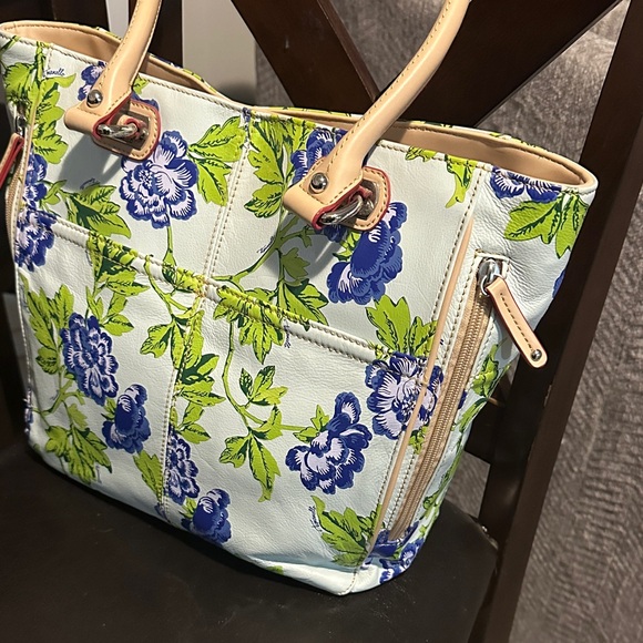 Tignanello Blue and Green Floral Tote - Picture 2 of 8
